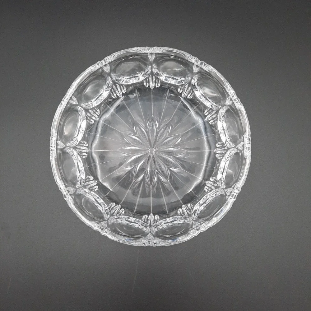 Vintage Pressed Glass Bowl Starburst‎ & Oval Panel Pattern Clear Heavy Glass 6